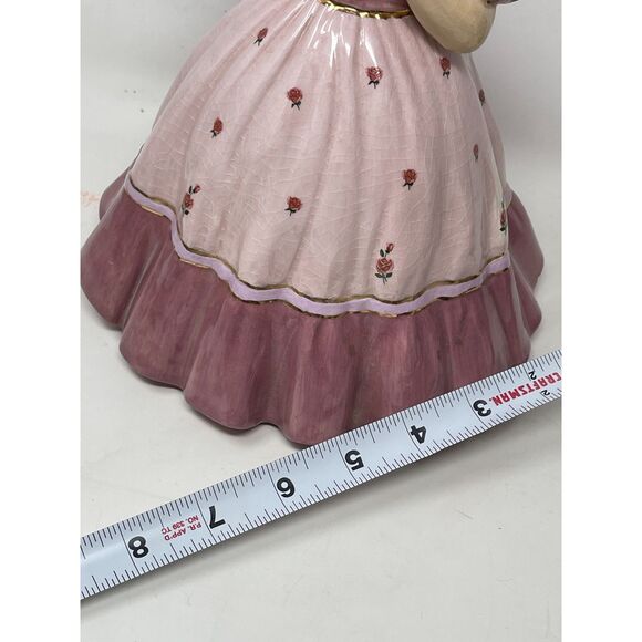 Vintage 1973 Southern Belle Blond Girl Flowers Pink Dress Holland Mold Figurine - Picture 9 of 10